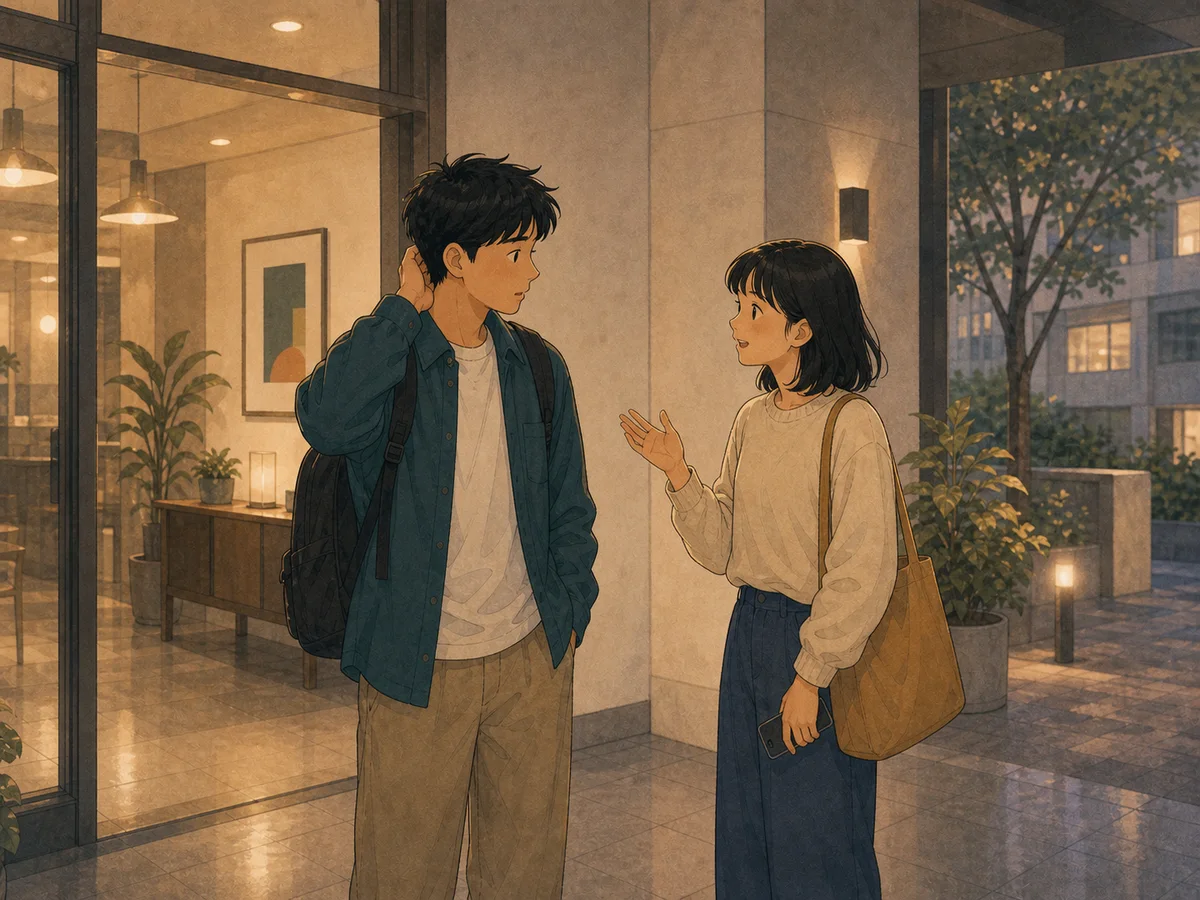 Illustration for Who Are You? showing an awkward but friendly modern social mix-up.